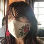 Linen Face Mask With Rose Embroidery And Red Tassel, thumbnail 3 of 4
