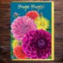 Bright Dahlias Hugs Card With Gold Type, thumbnail 1 of 2