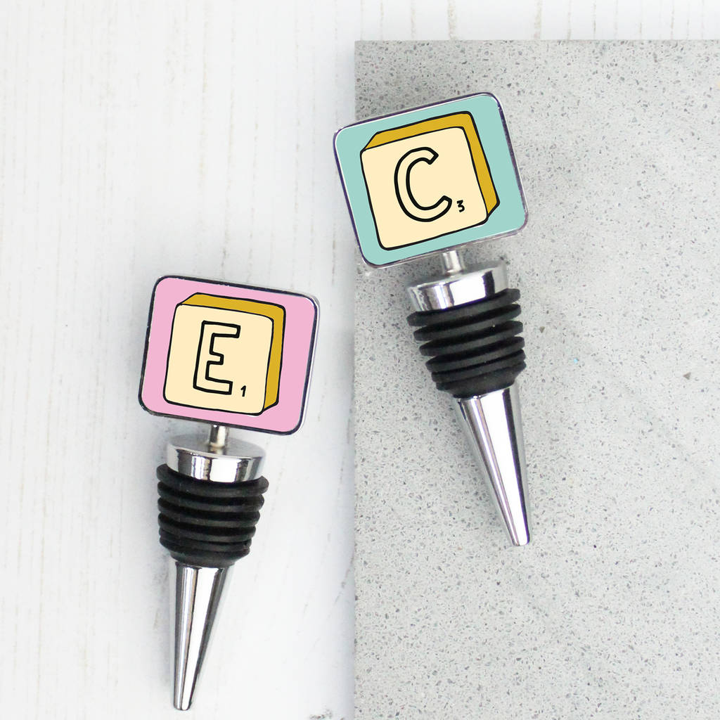 Personalised Scrabble Initial Wine Bottle Stopper By A Piece Of