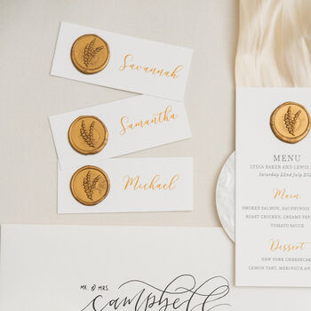 Gold Splendour Place Cards With Wax Seals, 2 of 2