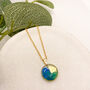 Blue, Green And Gold Foil Elegant Circle Necklace, thumbnail 5 of 11