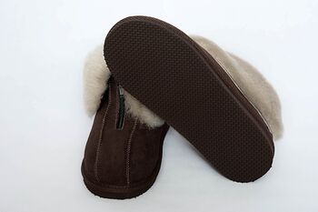 Genuine Sheepskin Slippers With Zipper Brown, 5 of 5