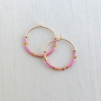 Medium Fair Trade And Neon Delica Beads Hoop Earrings, 12 of 12