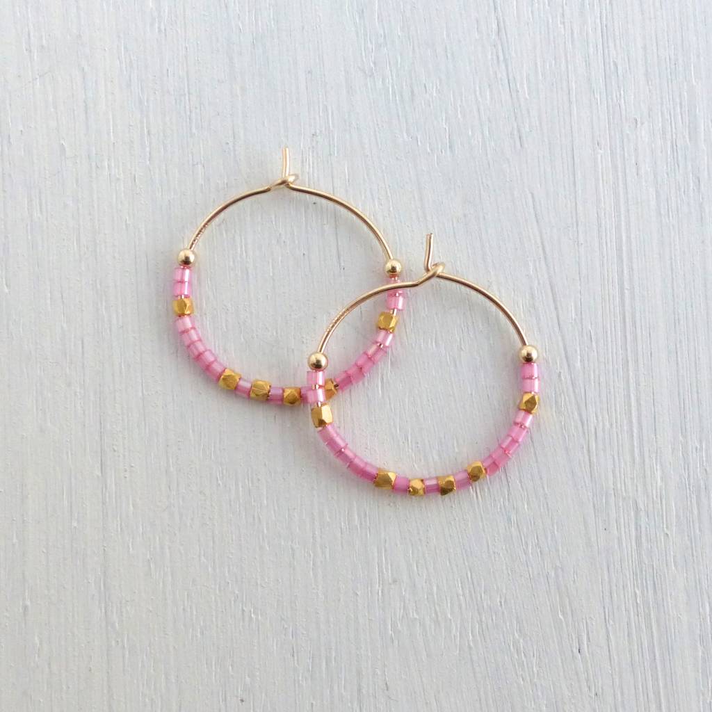 Medium Fair Trade And Neon Delica Beads Hoop Earrings By MyHartBeading
