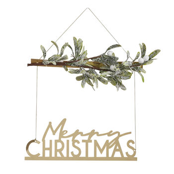Gold Acrylic Christmas Hanging Decoration, Mistletoe, 2 of 3