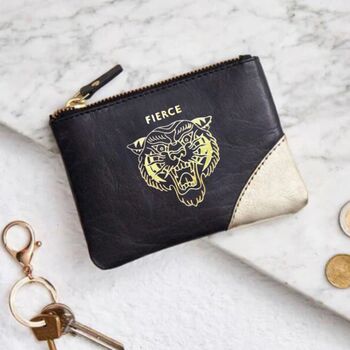 Personalised Leather Coin Purse Fierce, 2 of 3