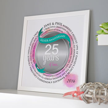Personalised Silver Anniversary Circle Word Art, 10 of 12