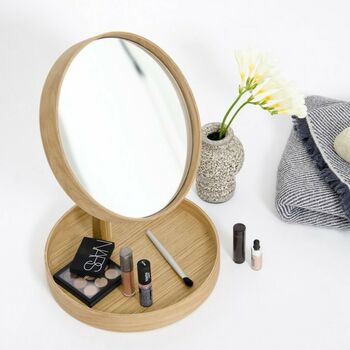 Natural Oak Contemporary Magnify Mirror, 2 of 4
