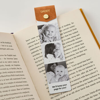 Personalised Metal And Leather Photo Bookmark, 2 of 7