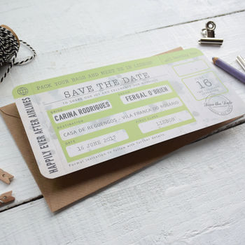 Boarding Pass Save The Date Vintage Style, 6 of 10