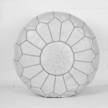 Moroccan Leather Tile Print Pouffe, 11 of 11