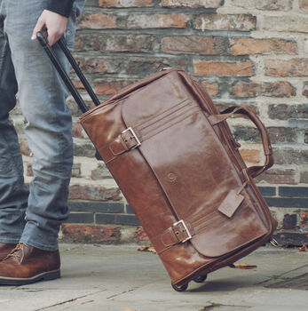 leather duffel with wheels