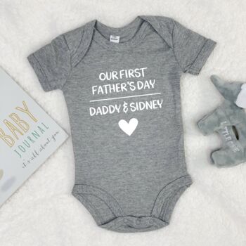 Our First Fathers Day Personalised Babygrow, 6 of 9