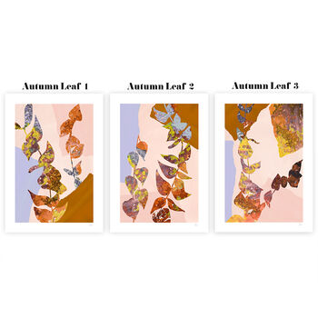 Warm Tone Large Leaf Prints Set Of Three, 8 of 11