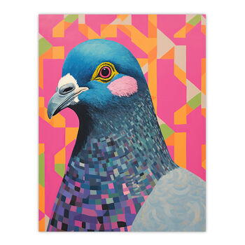 Perky Pigeon Bird Fun Bright Modern Wall Art Print, 6 of 6