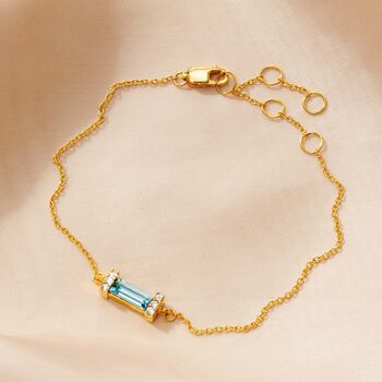 18k Gold Vermeil Birthstone Baguette Bracelet, 9 of 12