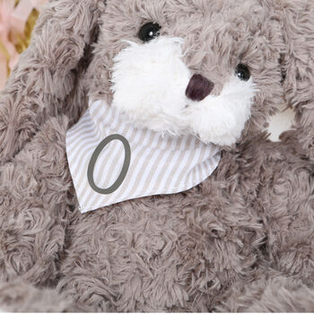 Grey Bunny Rabbit With A Personalised Bandana, Easter, 4 of 5