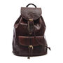 Drawstring Leather Backpack Chocolate Brown Sac A Do, thumbnail 1 of 5