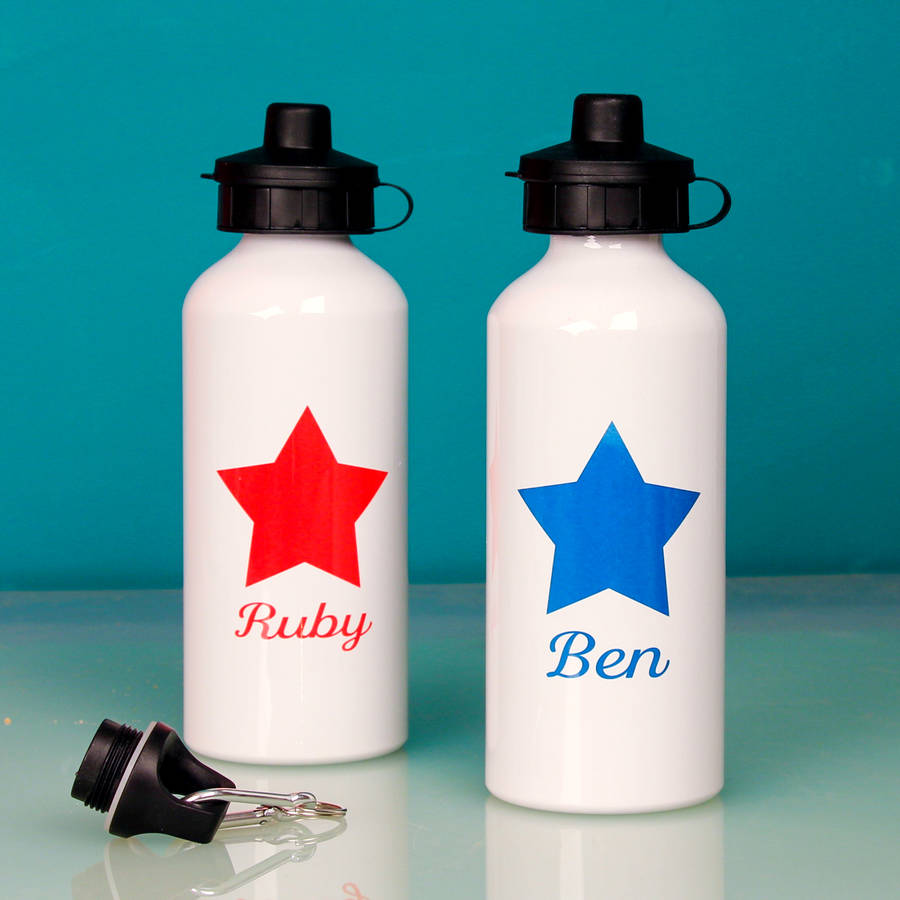 personalised bright star water bottle by snapdragon