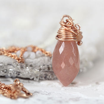 Orange Moonstone Necklace In Silver, Gold Or Rose Gold, 8 of 12