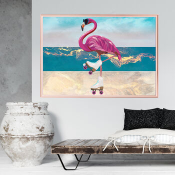 Custom Summer Print Flamingo Rollerskates Beach Scene, 2 of 5