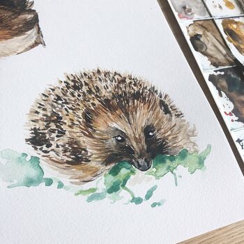 Personalised Hedgehog Watercolour Art Print, 2 of 5