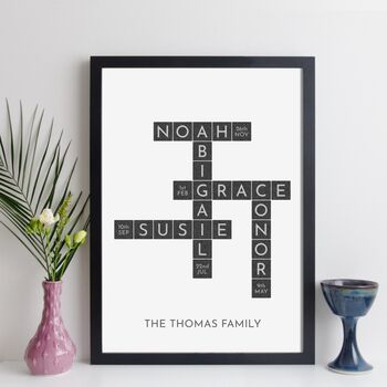 Personalised Family Names Print With Birthdays, 3 of 8