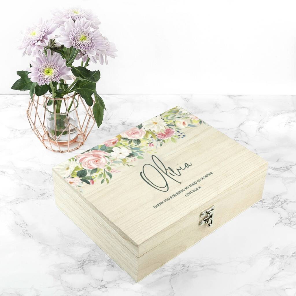 Personalised Floral Cascade Bridesmaid Box By Oli & Zo ...