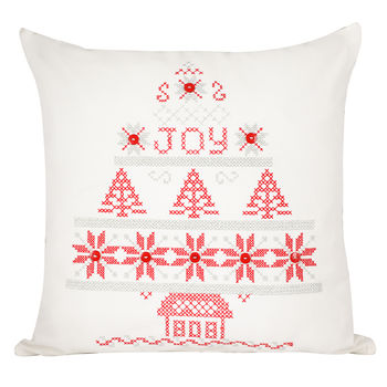 Cross Stitch Christmas Joy Cushion Cover, 2 of 6