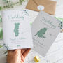 Eucalyptus Floral Sage Green Passport Invitation With Plane Charms For Destination Wedding, thumbnail 6 of 8