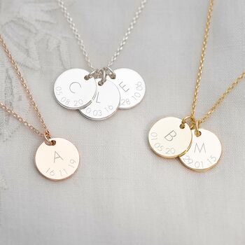Triple Initial And Date Personalised Necklace, 3 of 9