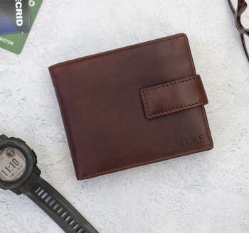Personalised Men's Leather Wallet Flip Up Rfid Safe, 2 of 12