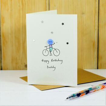 Personalised 'Button Cyclist' Handmade Card, 3 of 4