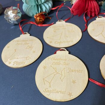 Personalised 1st Christmas Zodiac Decoration, 8 of 9