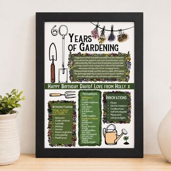 60th Birthday Gift For Gardeners Personalised Print, 2 of 10