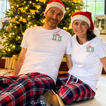Personalised Welly Boot Couple's Christmas Pyjamas, 2 of 3