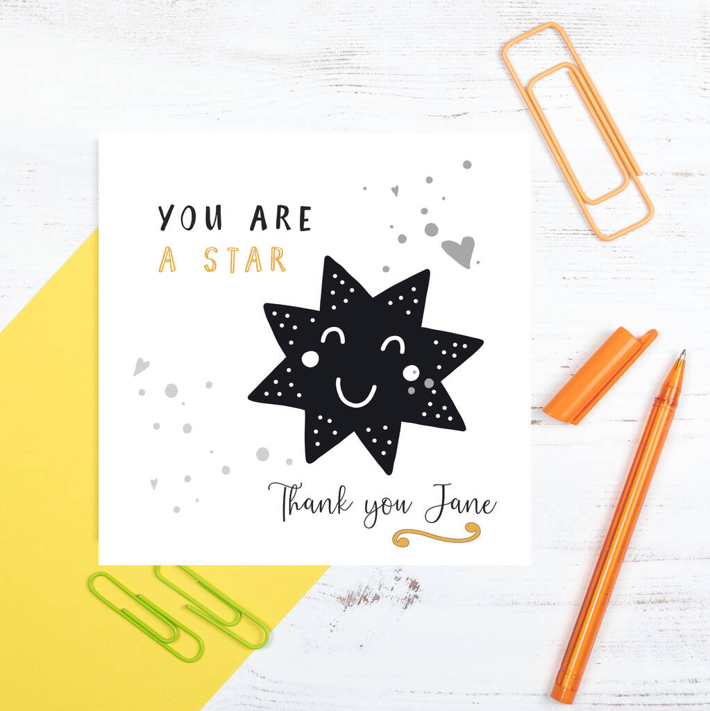 personalised thank you you're a star card by paper craze ...