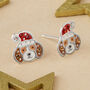 Sterling Silver Christmas Dogs Stud Earrings, thumbnail 1 of 3