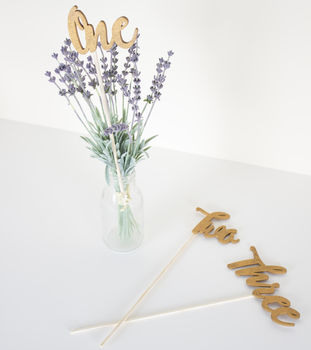 Gold Wooden Script Table Numbers For Parties, 2 of 4