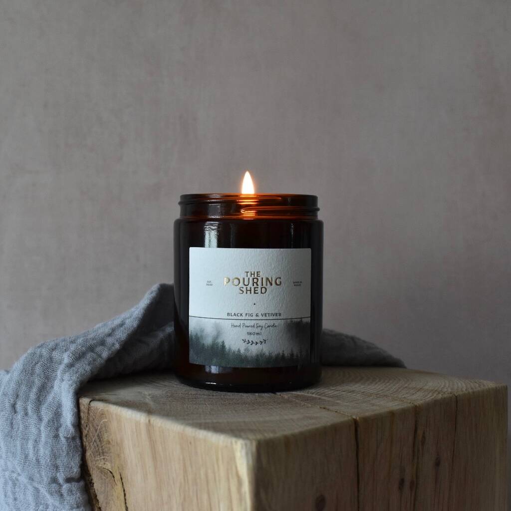 Black Fig And Vetiver 180ml Soy Candle By The Pouring Shed