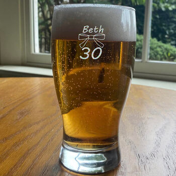 Personalised Pint Glass Engraved For 30th Birthday Gift, 6 of 12