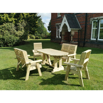 Ergo Six Seat Chairs, Benches And Table Set, 4 of 4