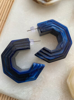 Statement Chunky Geometric Resin Hoop Stud Earrings, 5 of 12