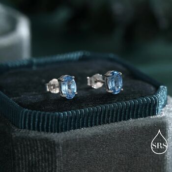 Genuine Topaz Crystal Stud Earrings In Sterling Silver, 4 of 12