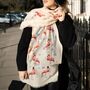 Festive Flamingo Print Scarf In Personalised Gift Box, thumbnail 4 of 4
