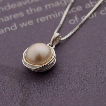 Sterling Silver Wrapped Pearl Ear Studs Or Necklace, 2 of 5