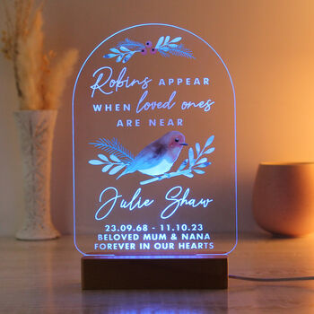 Personalised Robins Memorial LED Light, 9 of 12