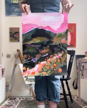 'Pink Meadow' Abstract Irish Landscape Colourful Inspired Print, 3 of 4