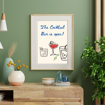 A4 Print, The Cocktail Bar Is Open, 2 of 5