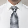 Men's Square End Houndstooth Design Knitted Tie | Dark Grey, thumbnail 3 of 3